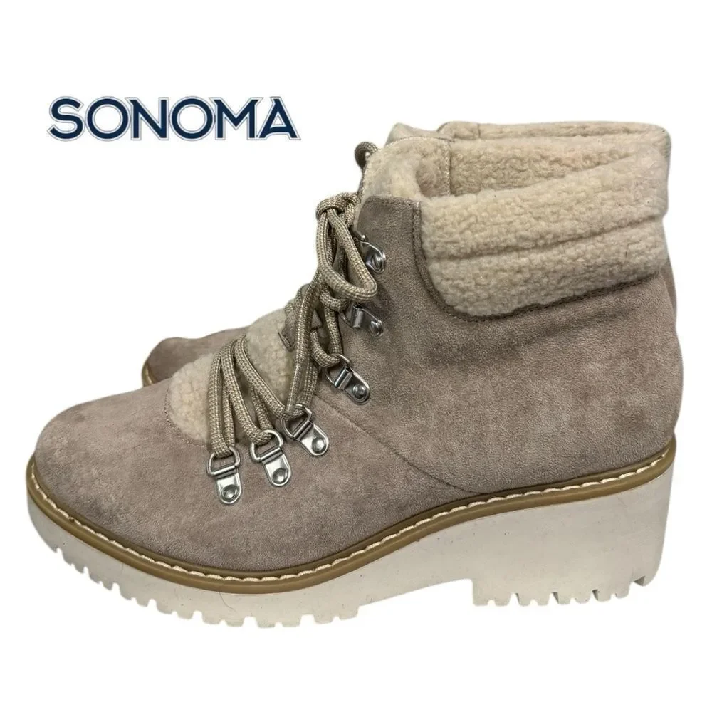 Sonoma Goods For Life Ortholite Eco Women's Taupe Suede Ankle Boots Booties 9